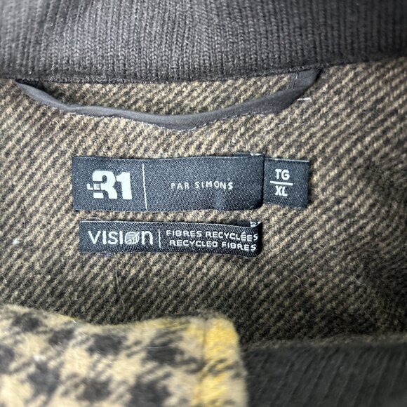 Men’s XL le 31 Simon’s Recycled Fibres Wool-like Jacket Full Zip Plaid Brown - Picture 4 of 10